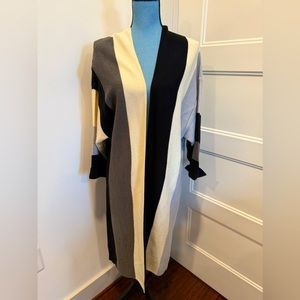 New Directions Color block Open Front Cardigan XL Duster sweater